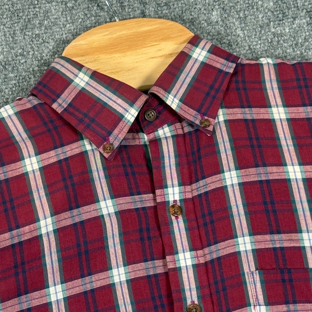 Arrow Sport Plaid Button Down LS Single Stitch Casual Dress Shirt L Vintage 90s